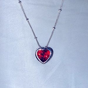 Ruby red heart necklace